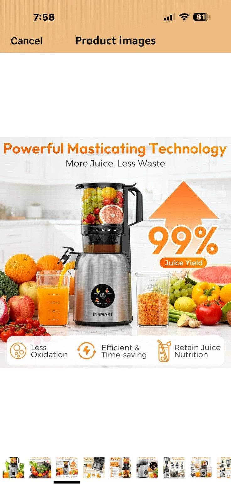 INSMART 3-in-1 Cold Press Juicer,Juicer Machines with 5.3" Large