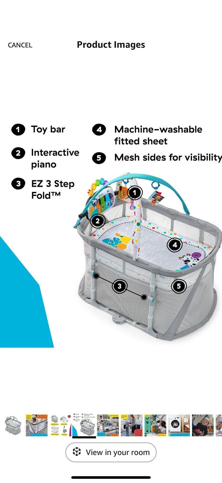 Baby Einstein Kick & Snooze 3-in-1 Foldable Playard