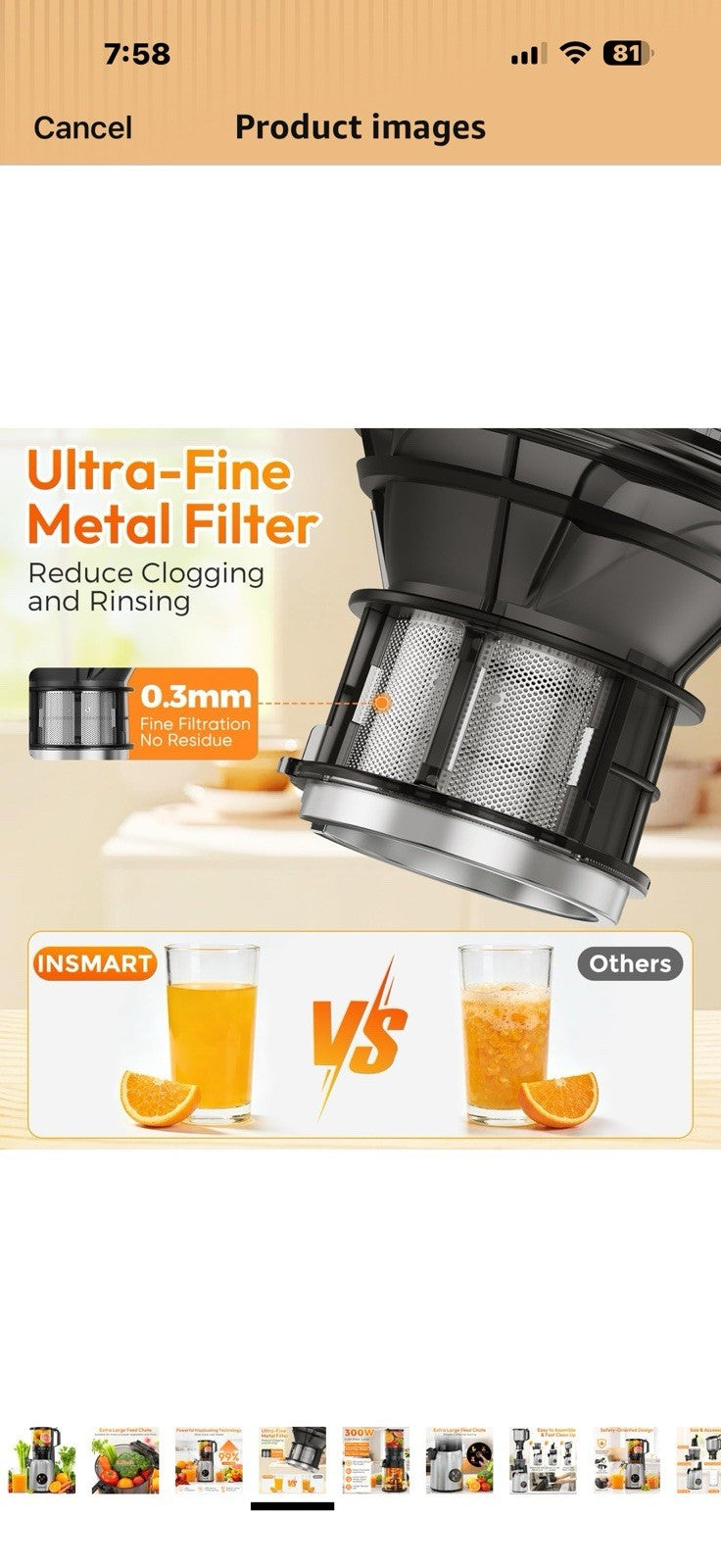 INSMART 3-in-1 Cold Press Juicer,Juicer Machines with 5.3" Large