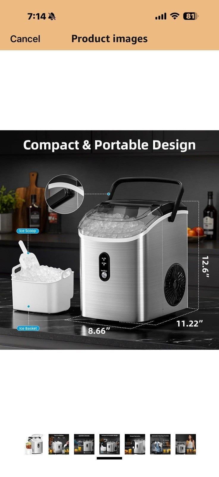 Antarctic Star Nugget Ice Maker Countertop with Soft Chewable Ice, 