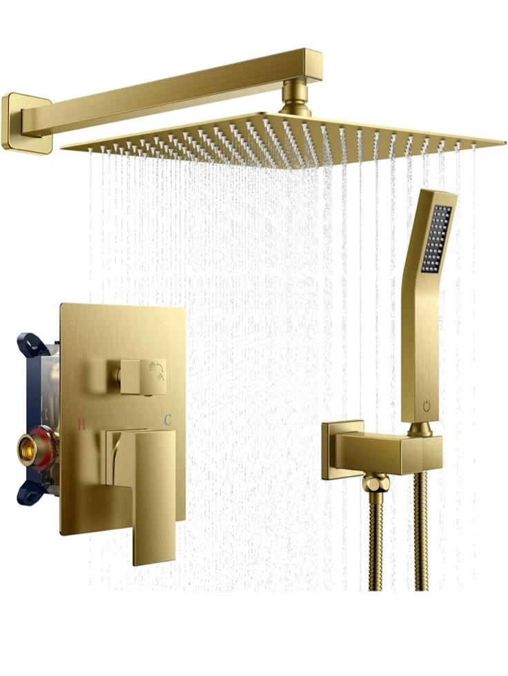 FORIOUS Shower Head System, 12 Inch Rain Shower Faucet Set with Handheld Spray