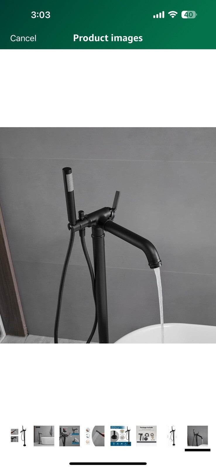 BWE Black Freestanding Bathtub Faucet Floor Mounted Modern Bathroom