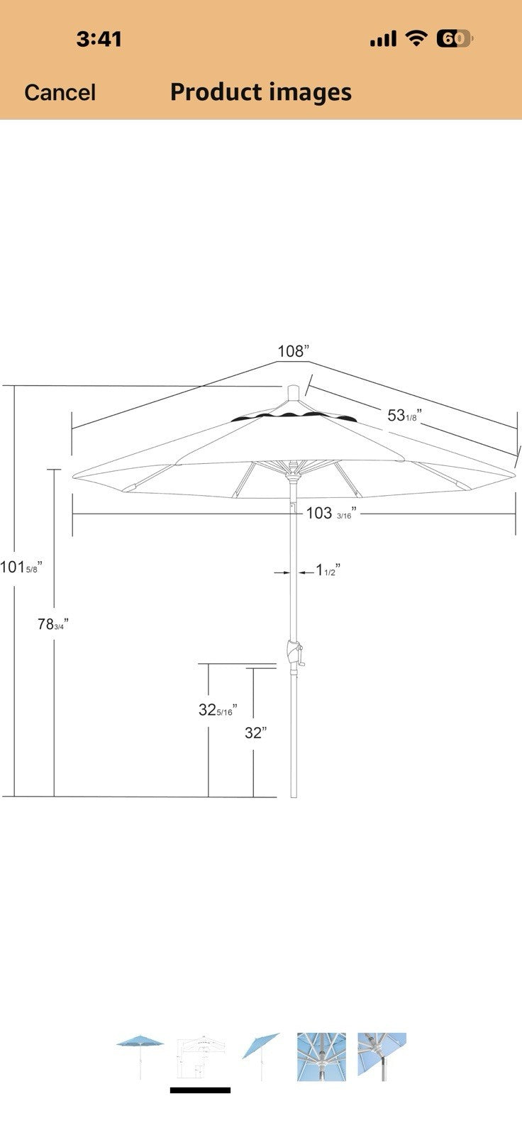 California Umbrella 12-Year-Non-Fading, 9Ft Premium Sunbrella Patio Umbrella