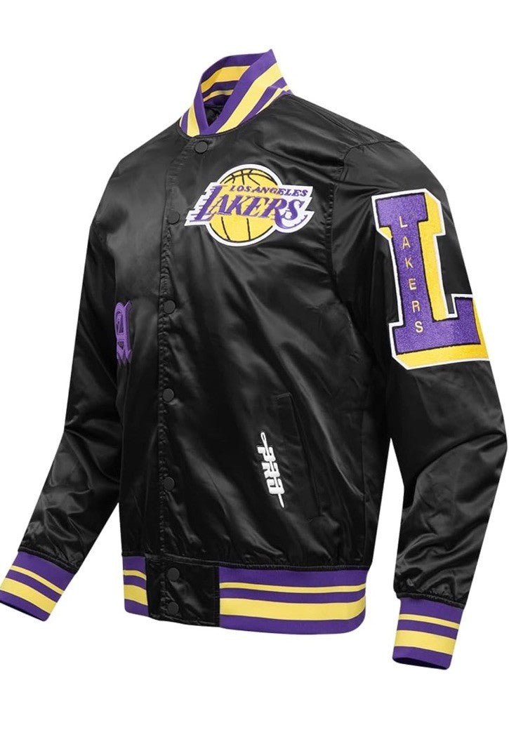 Mens NBA Old English Satin Jacket Los Angeles Lakers  Large