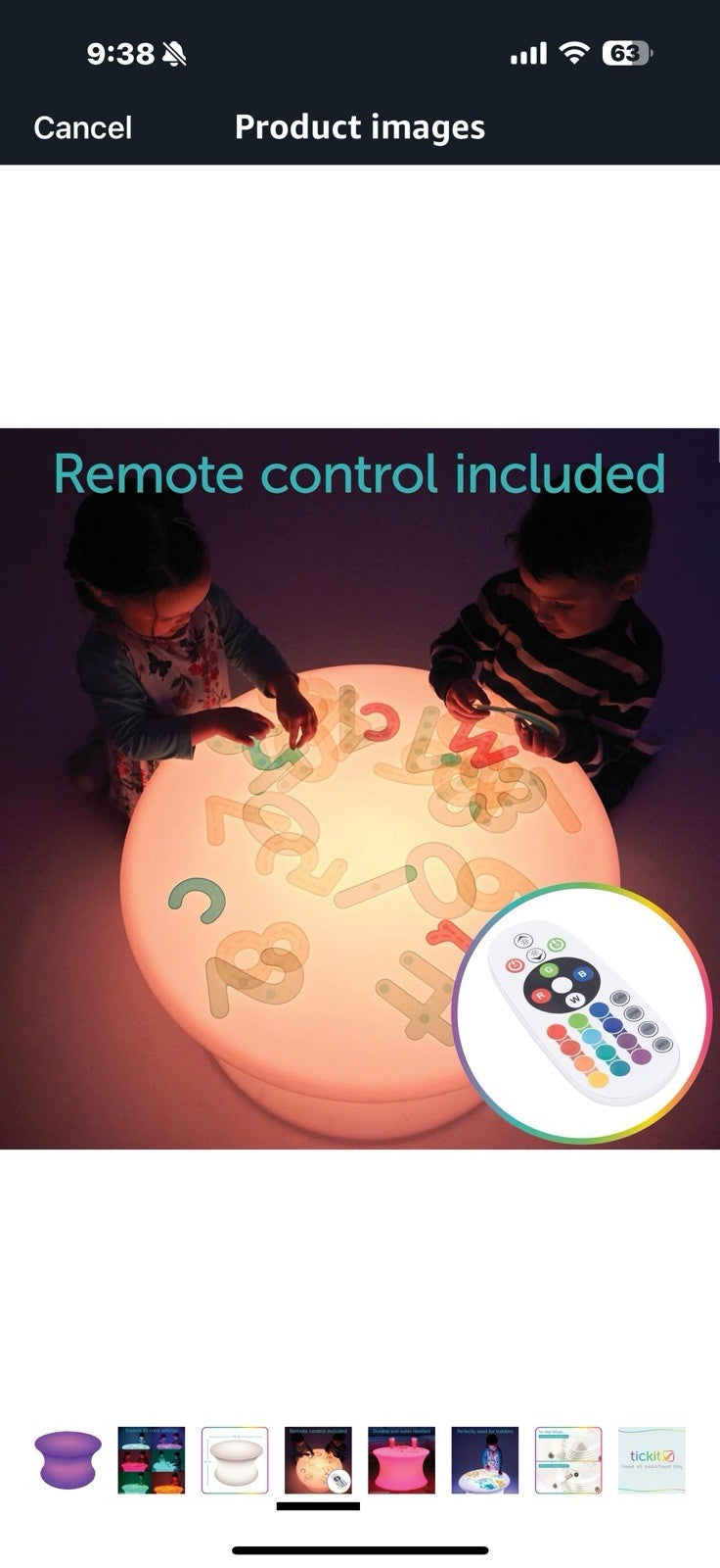 tickit Sensory Mood Light Table | 20 Colors | Rechargeable | Sensory 