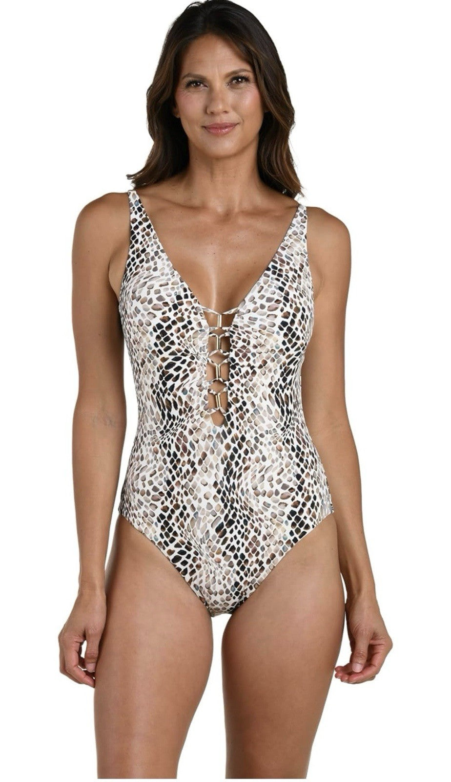 La Blanca Women's One Piece Swimsuit Plunge Tummy Control Bathing Suit