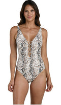 La Blanca Women's One Piece Swimsuit Plunge Tummy Control Bathing Suit