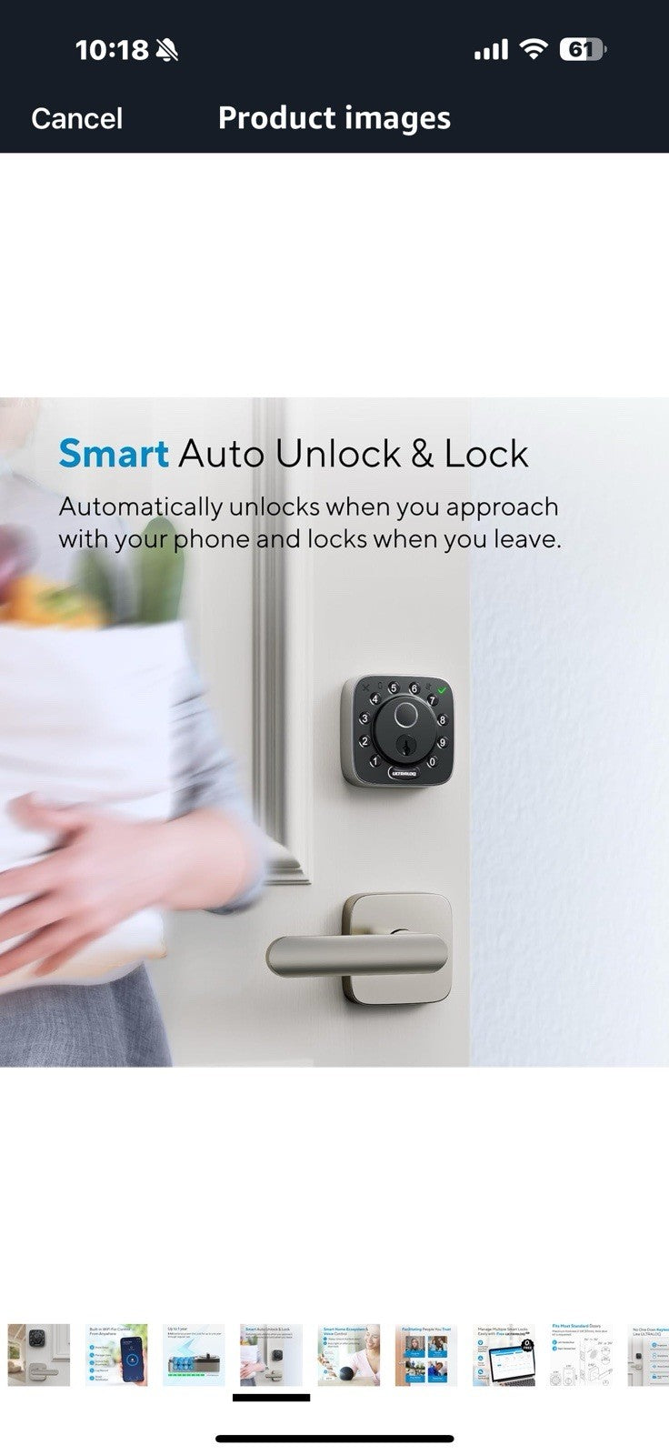 ULTRALOQ Bolt Fingerprint Smart Lock with Handle Lever Set, Built-in 