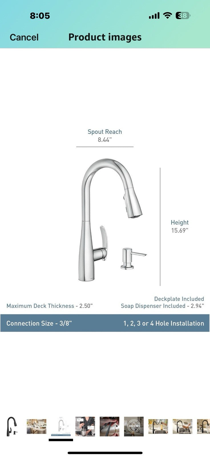 Moen Reyes Matte Black One-Handle High Arc Pulldown Kitchen Faucet with