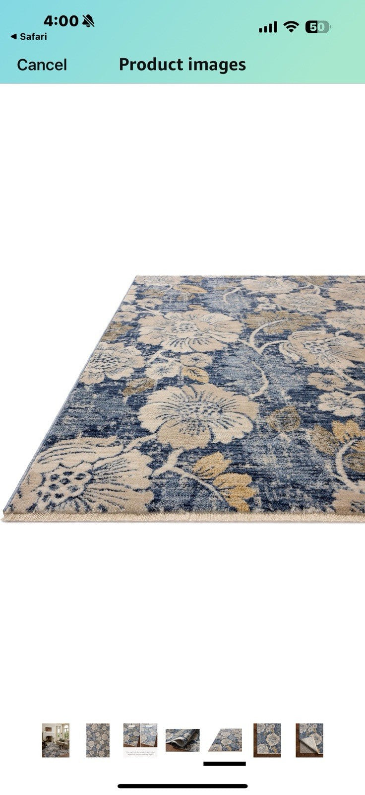 Loloi Eileen Collection ELE-03 Denim/Natural 7'-10" x 10'-2" Fringe