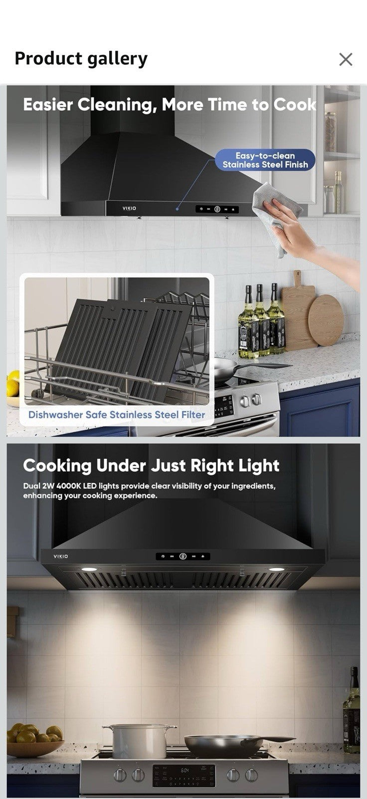 Wall Mount Range Hood 30 inch, 580 CFM Kitchen Vent Hood, Ducted/