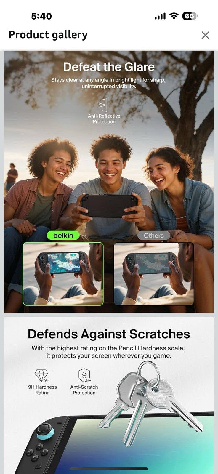 Belkin TemperedGlass Anti-Reflective Screen Protector for Nintendo Switch 2