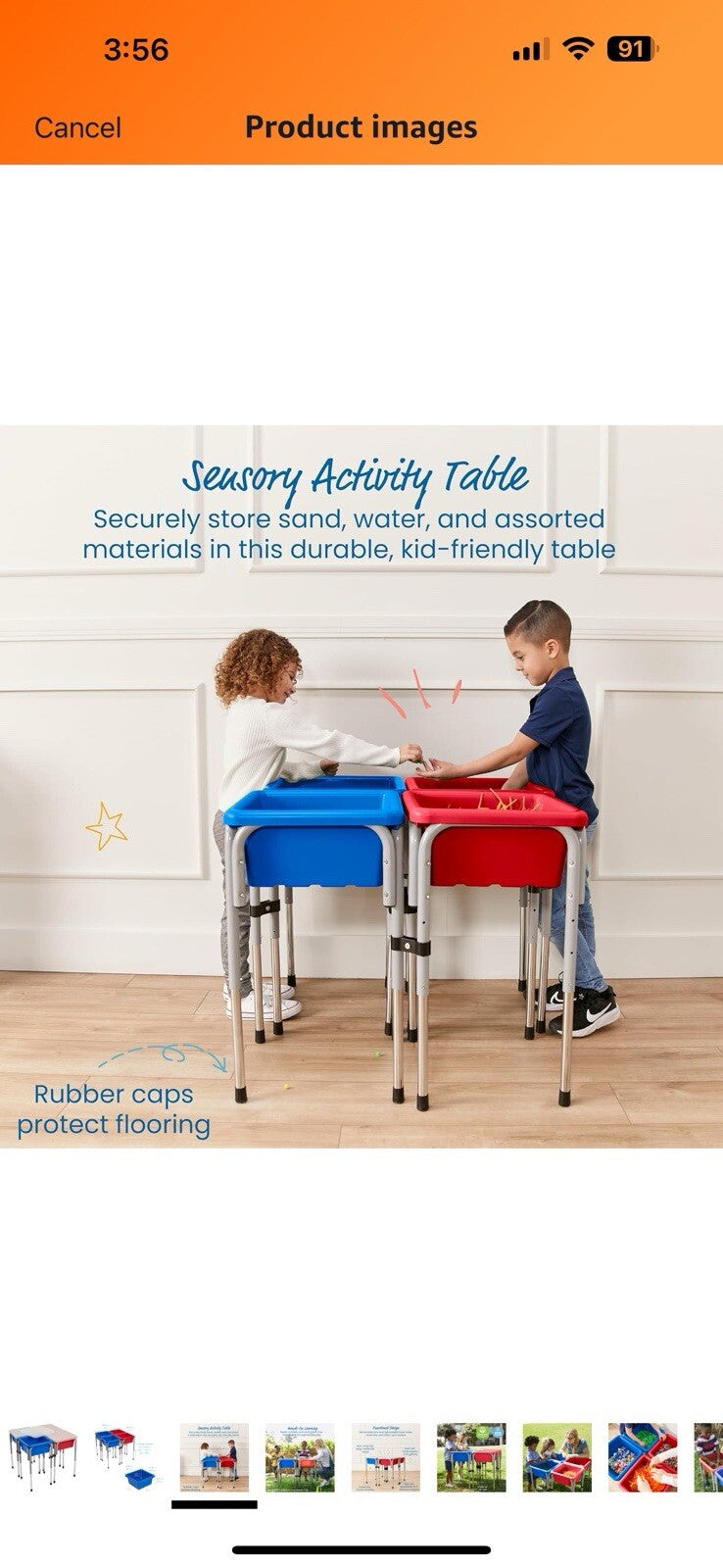 ECR4Kids 4-Station Sand and Water Adjustable Play Table, Sensory Bins,