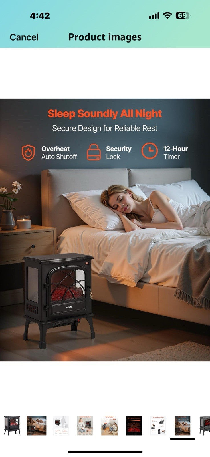VEVOR 25.5inch Freestanding Fireplaces, 1500W 5120BTU Portable Electric