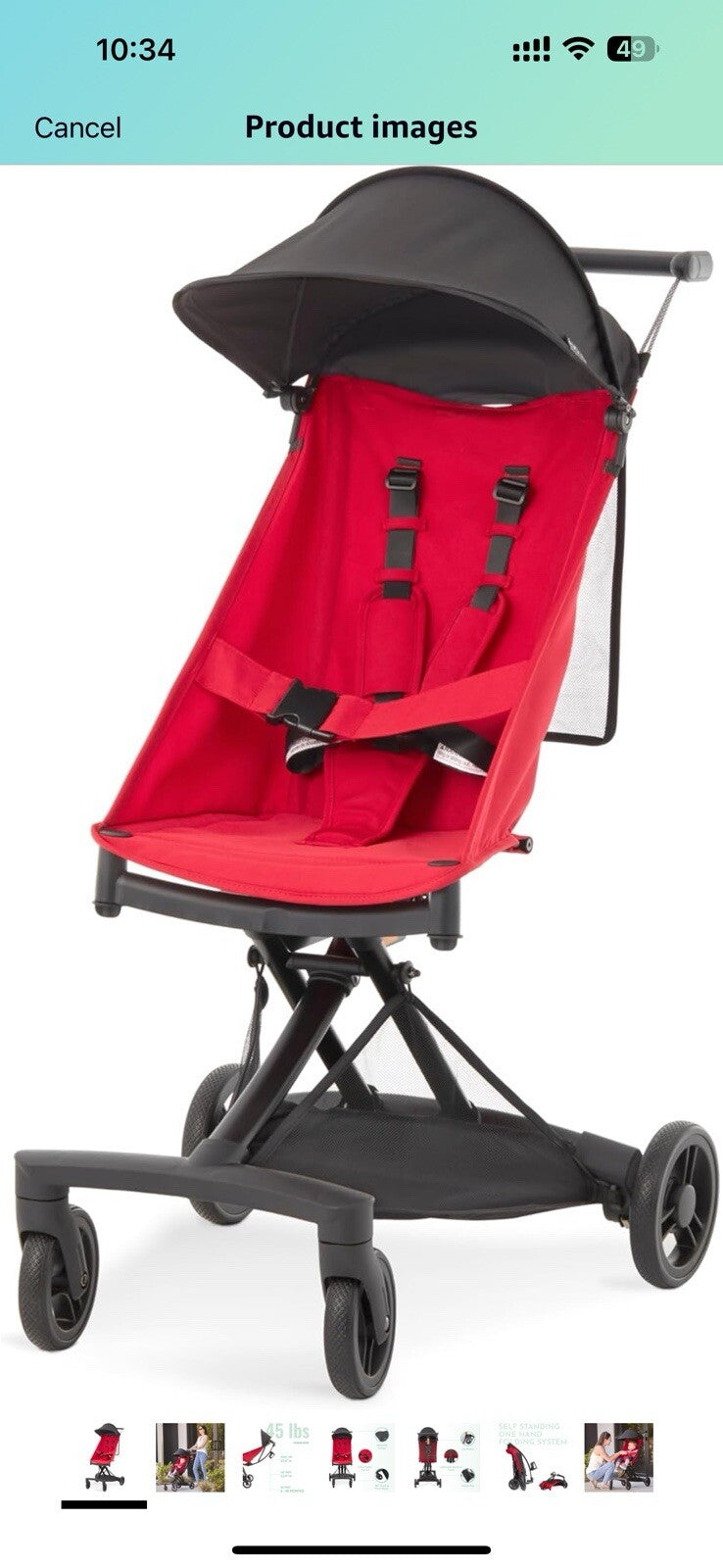 Evolur Roamer Ultra Light Umbrella Stroller in Red, Quick One-Hand Easy 