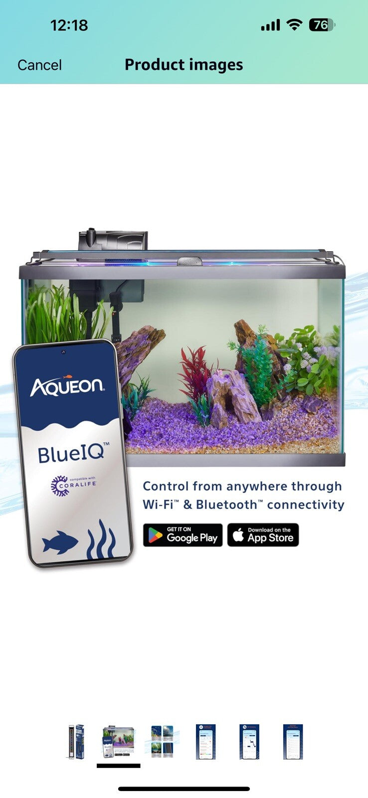 Aqueon Fish Tank Aquarium OptiBright WiFi/Bluetooth Smart LED Light 18-24