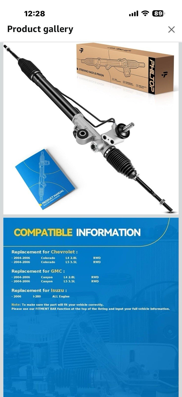 PHILTOP Power Steering Rack and Pinion Compatible with Chevy Colorado 