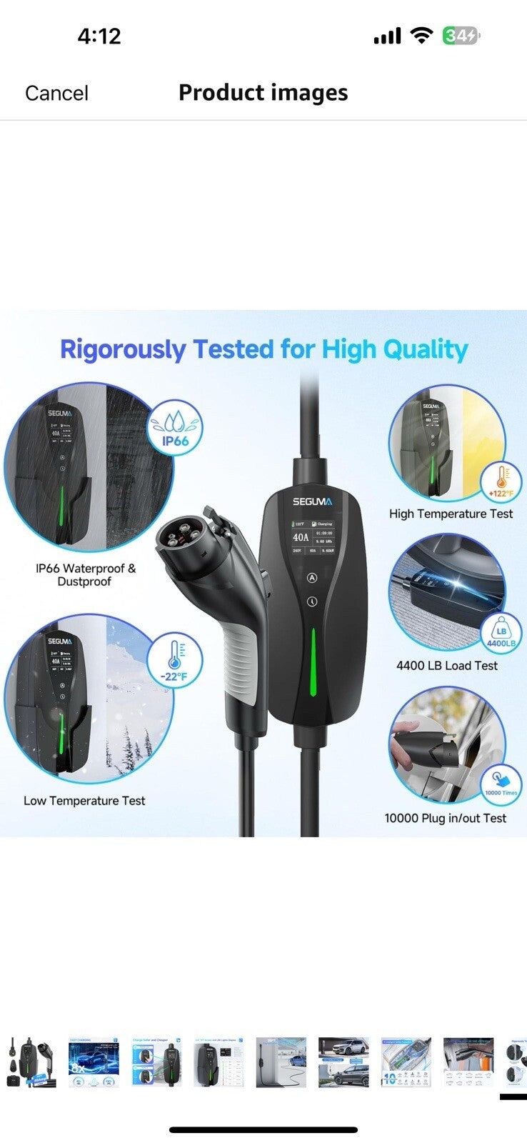 Level 2 EV Charger, 40Amp Electric Car Charger Portable EV Charger 25FT