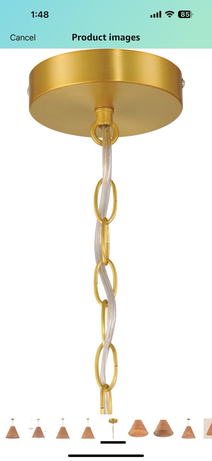 Creative Co-Op Rattan Taper Pendant Light, Natural