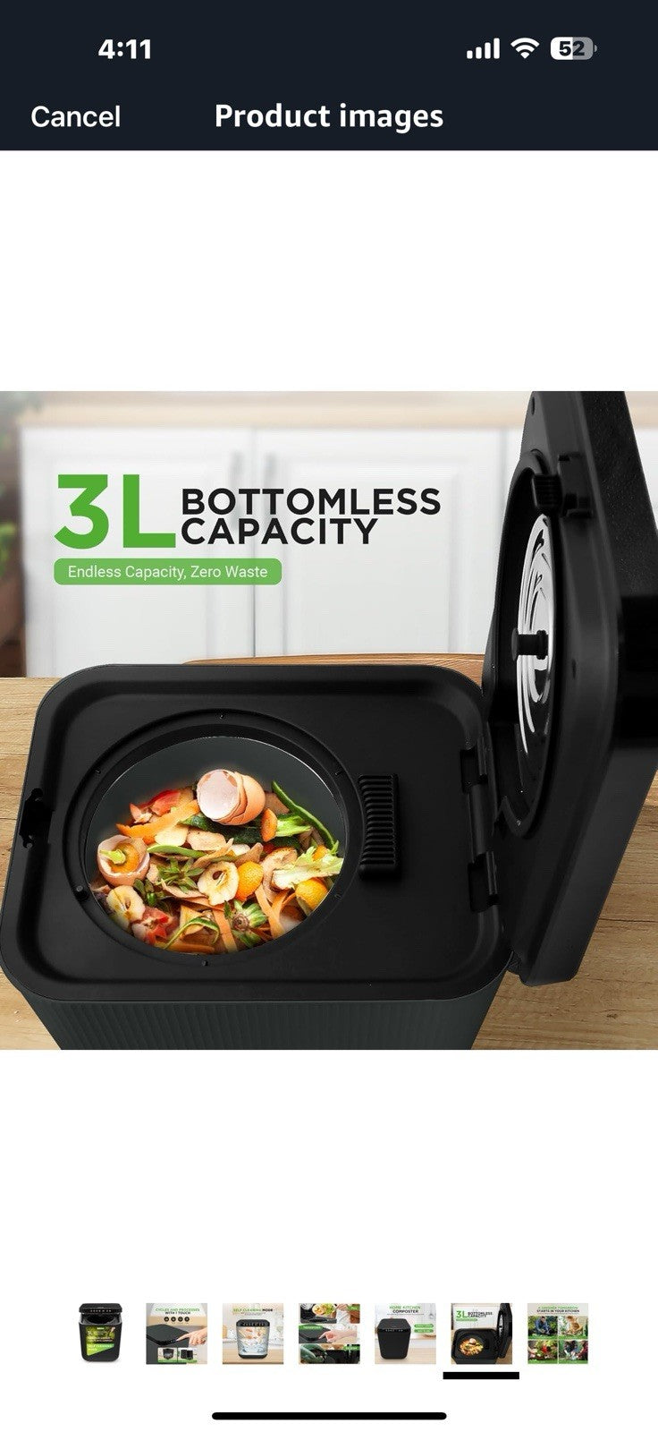 NutriChef Food Waste Bin - 3 Quart Compost Bin for Countertop,