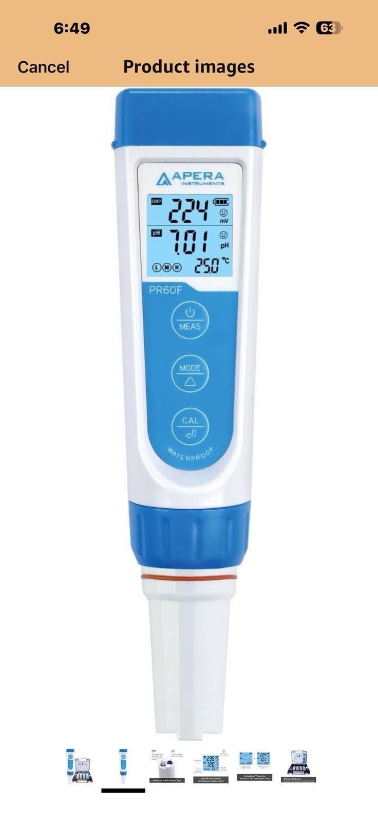 Apera Instruments PR60F Premium pH/ORP (Redox) Tester Kit with Dual Flat