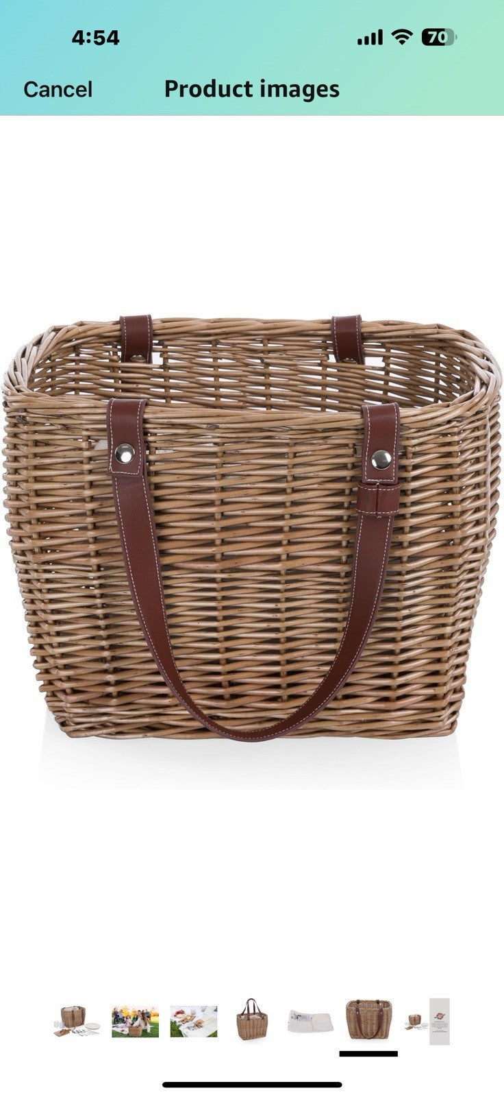 PICNIC TIME Terrabella Handwoven Picnic Basket, Earth Friendly Basket, 