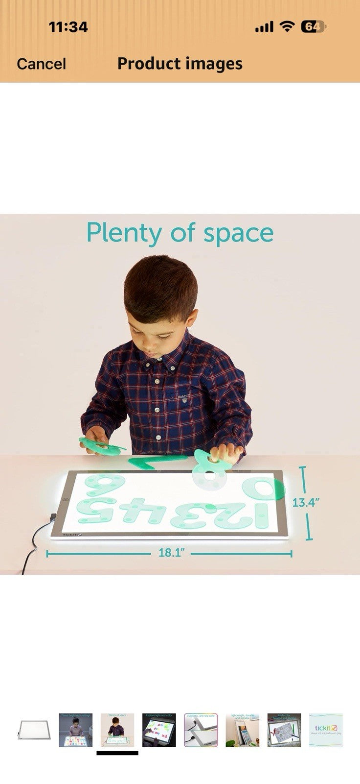 tickit Light Panel | Rectangular | Ultra Bright LED | Adjustable Brightness 