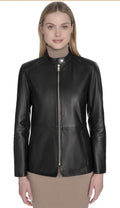 Cole Haan Women's Leather Hand Stitched Details Classic Jacket  Xl