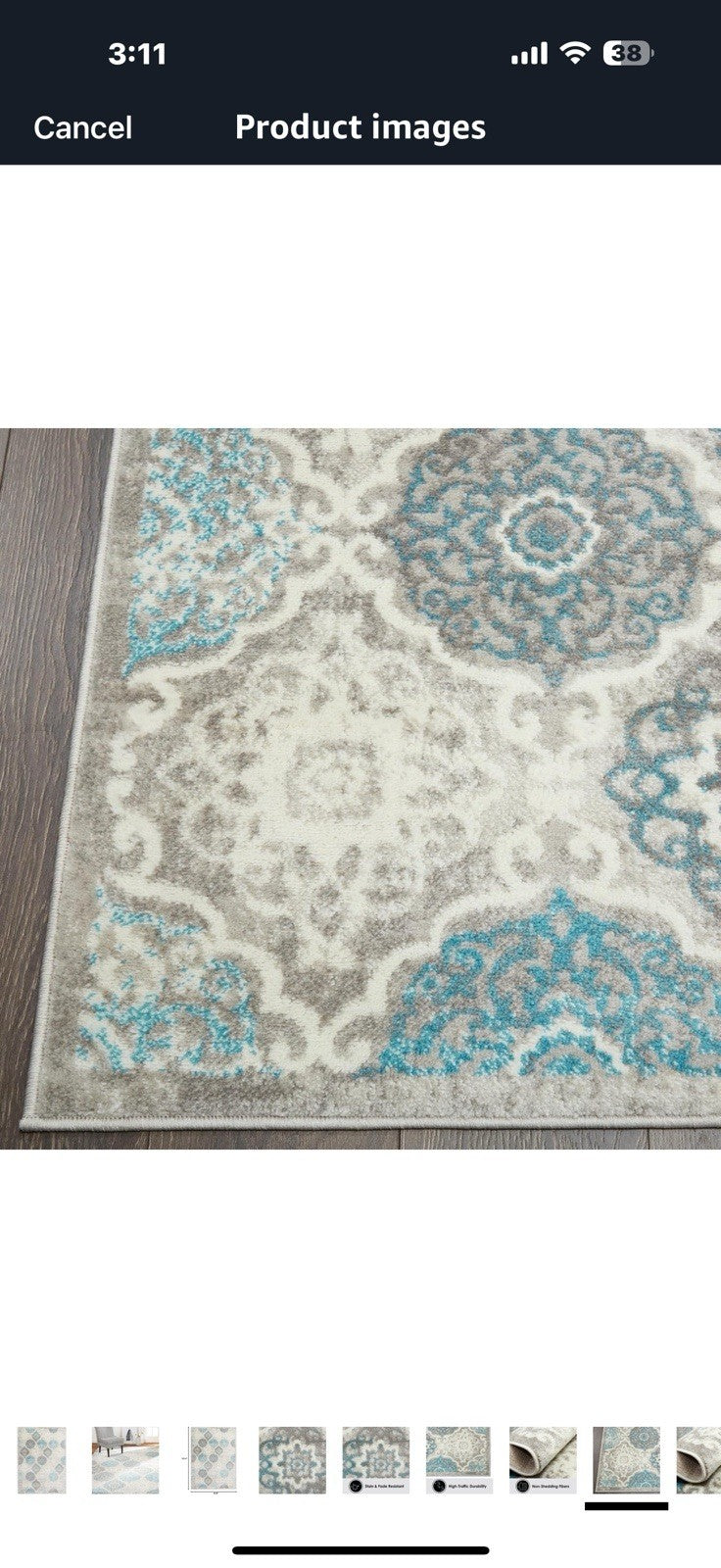 Home Dynamix Boho Celeste Transitional Damask Area Rug, Grey/Blue, 7'9"x10'2