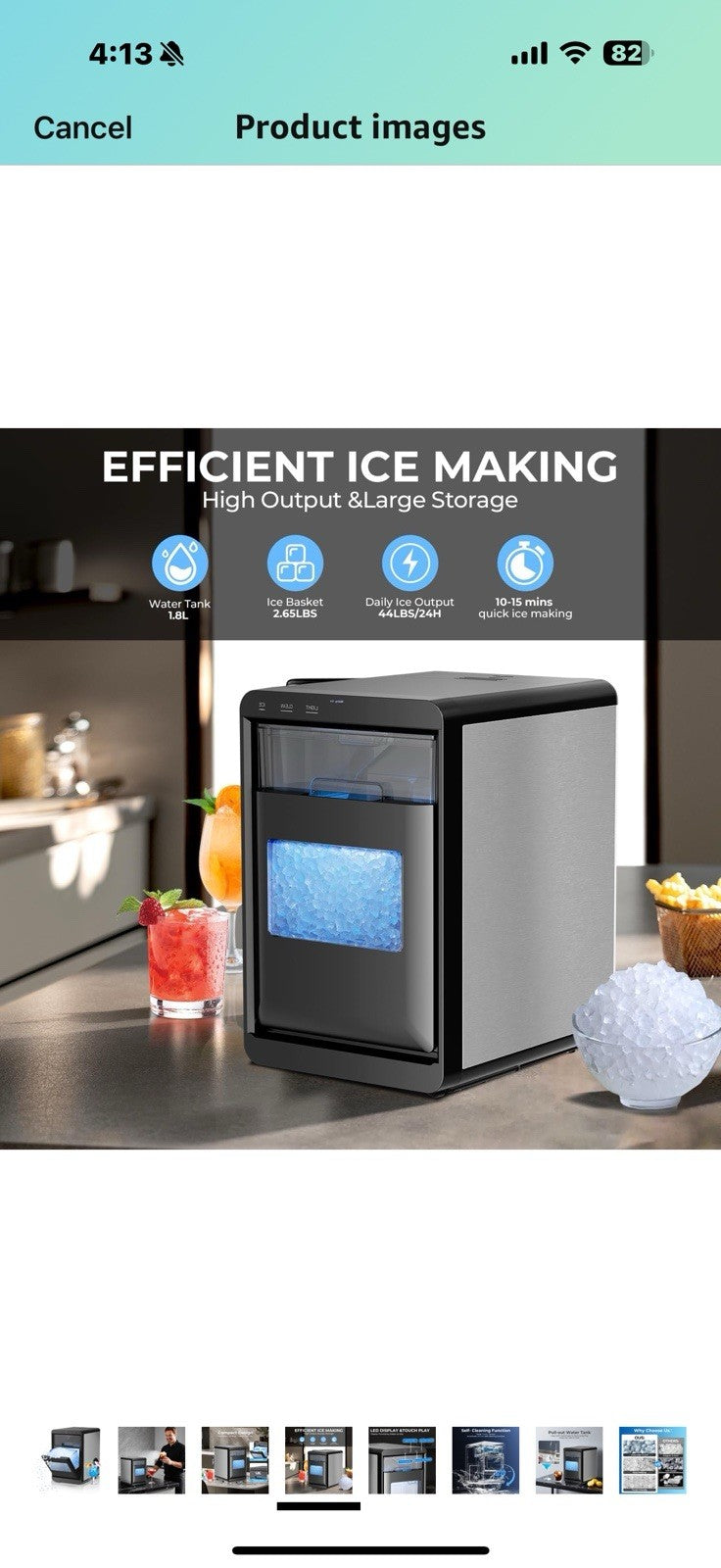 Antarctic Star Nugget Ice Maker Countertop - 44LB/Day, Self-Cleaning