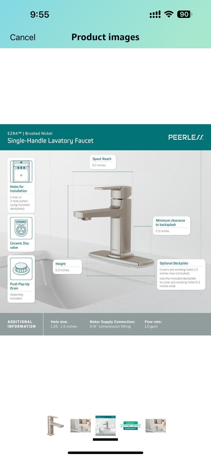 Peerless Ezra Single Hole Bathroom Faucet, Brushed Nickel Bathroom Sink 