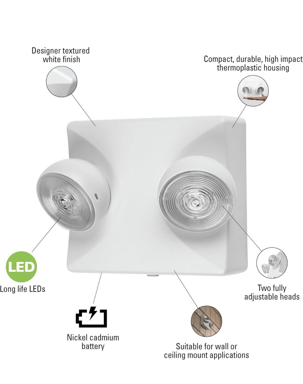 Sure-Lites All-Pro APELMINI-R 1.5 Watt Compact Emergency Light with 2 LED 4 Pack
