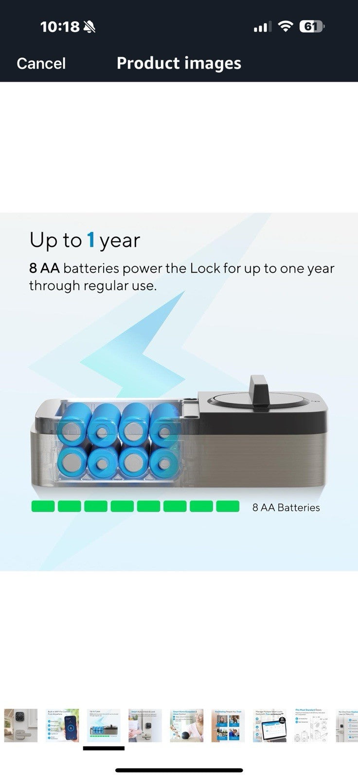 ULTRALOQ Bolt Fingerprint Smart Lock with Handle Lever Set, Built-in 