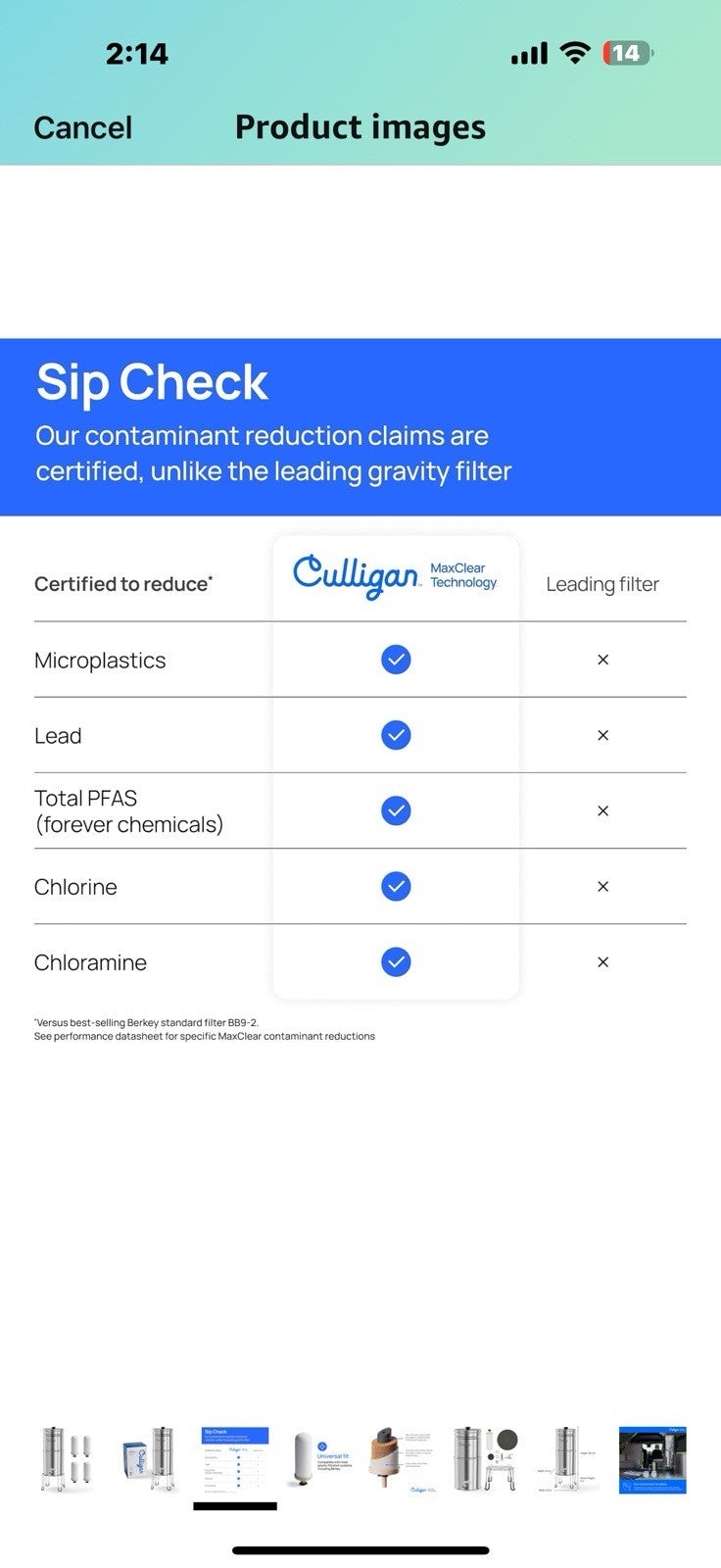 Culligan with MaxClear Technology 2.25 Gallon Gravity Water Filter System,