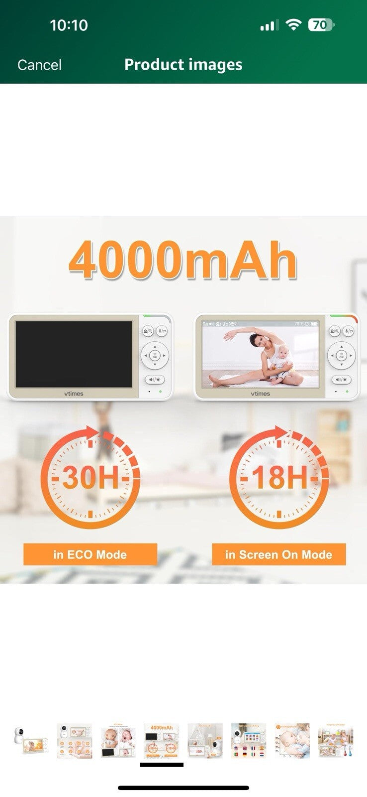 Baby Monitor No WiFi, 5'' Screen with 32-Hour Battery, Video Baby Monitor