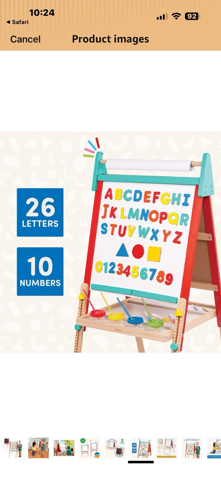Battat – Wooden Art Easel for Kids with Magnetic Whiteboard & Chalkboard 