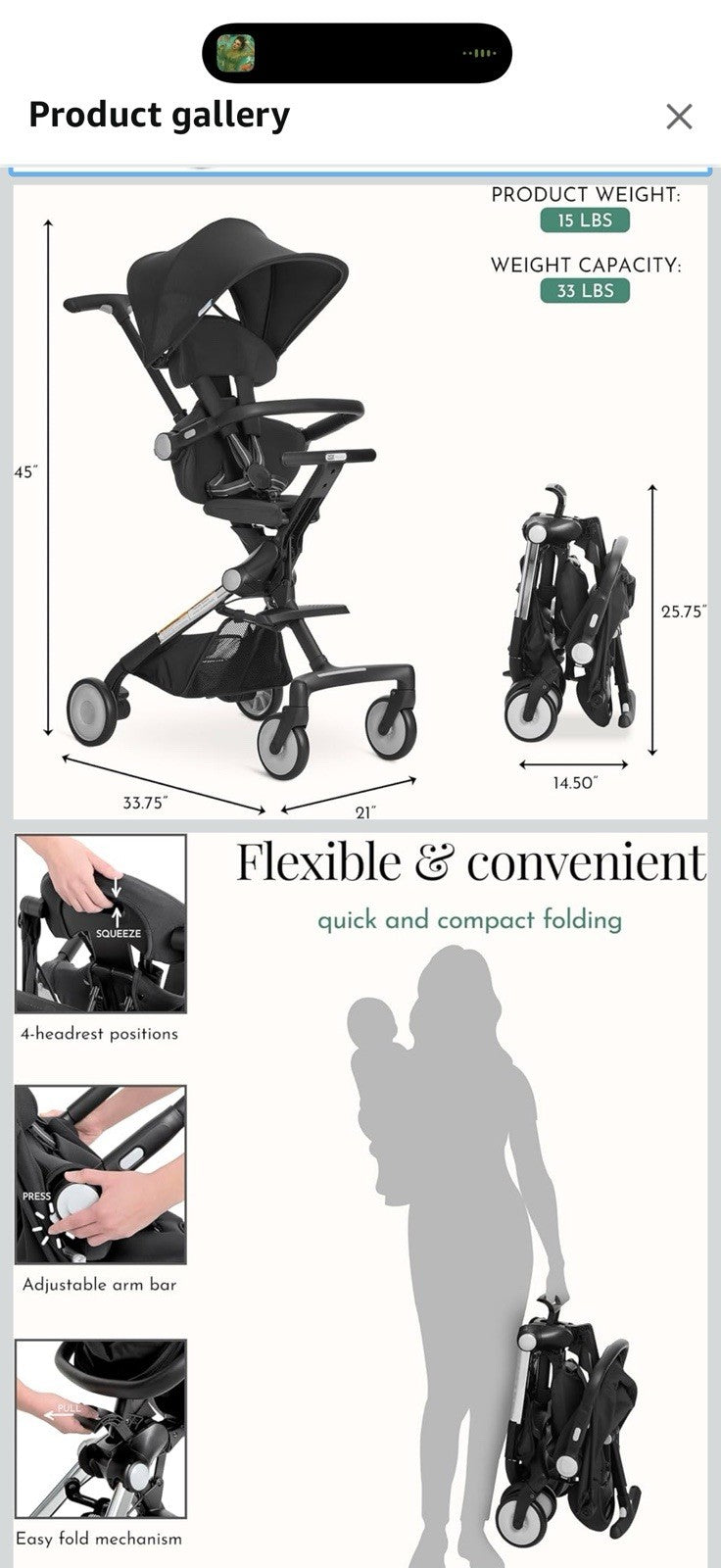 évolur Velo Rider Travel Stroller – Compact, Lightweight Umbrella Stroller 
