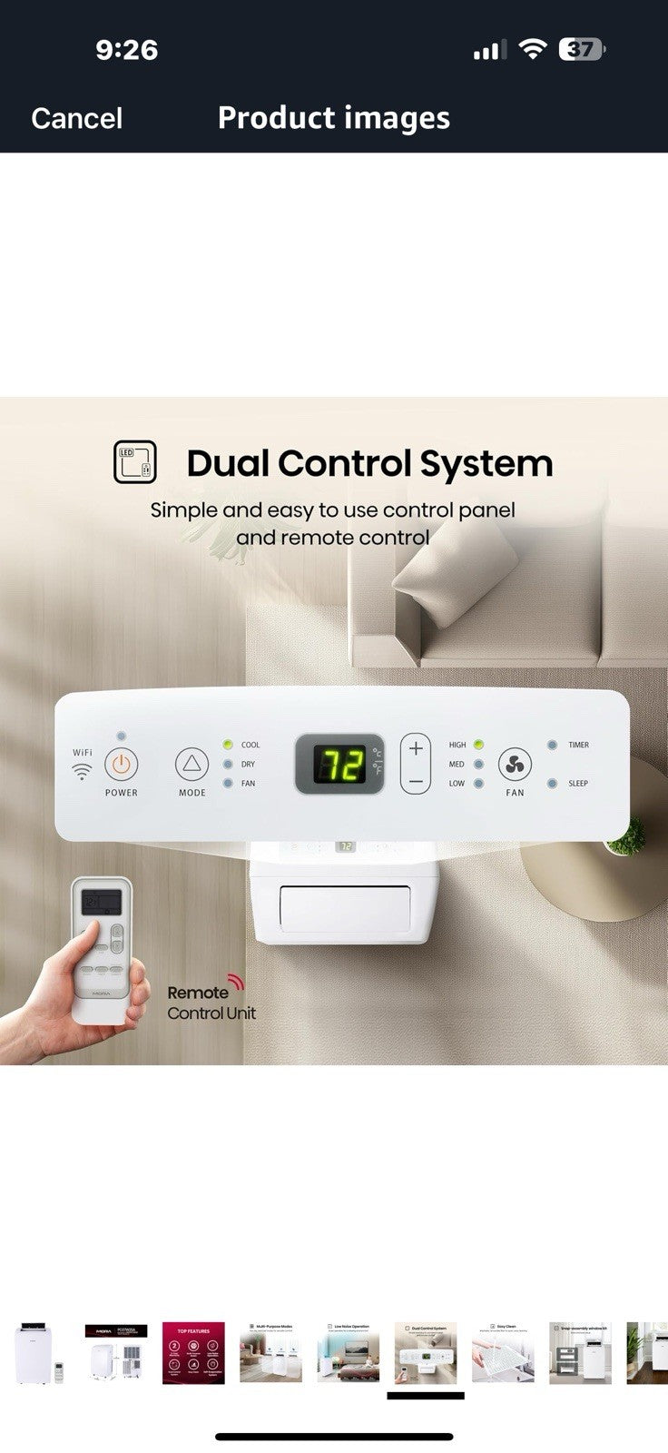 PC07W25A Portable Air Conditioner, 7,000 BTU, White