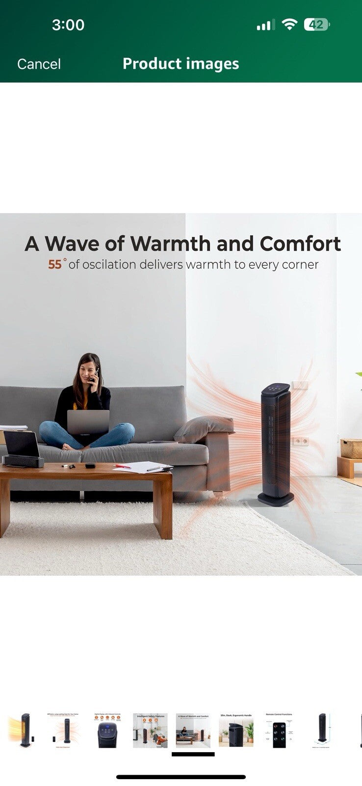  Comfort Zone Space Heaters for Indoor Use, 30 inch, Remote Control
