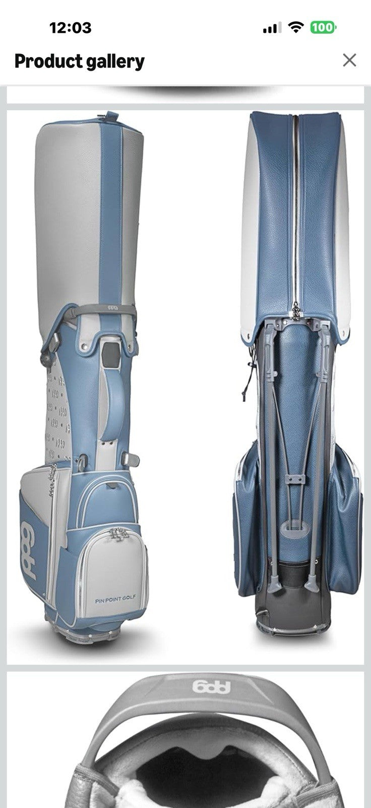 PPG Pin Point Golf Triumph Series Leather Stand Bag, 7-Way Club Divider,