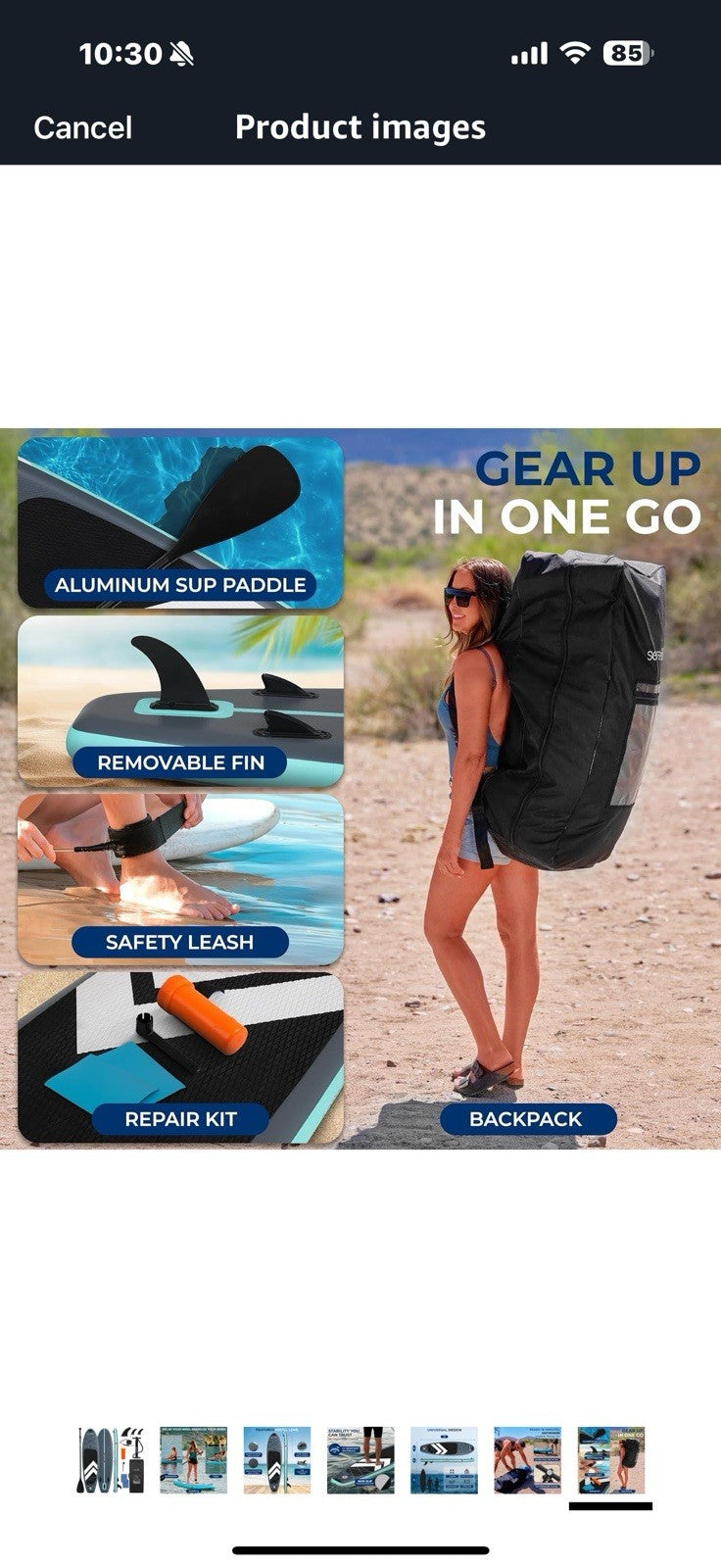 SereneLife 10’ Inflatable Stand Up Paddle Board with Premium SUP Accessories 