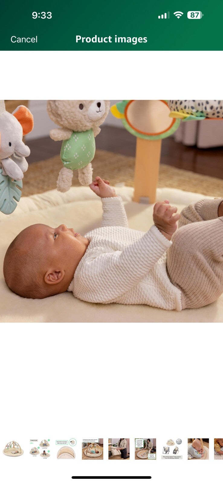 Ingenuity Every Season Plush Lambswool Baby Play Gym and Play Mat, 