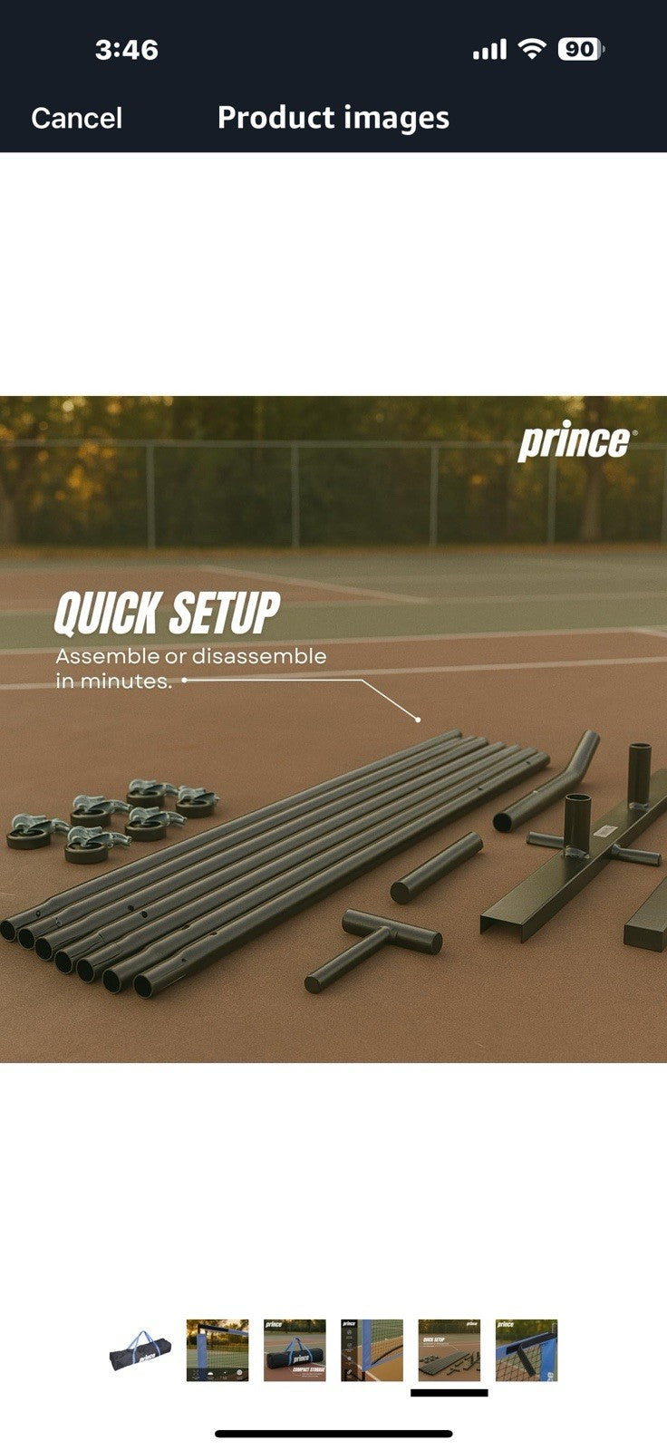 Prince - Full Court Pickleball Net + Wheels, Easy to Transport, Ideal