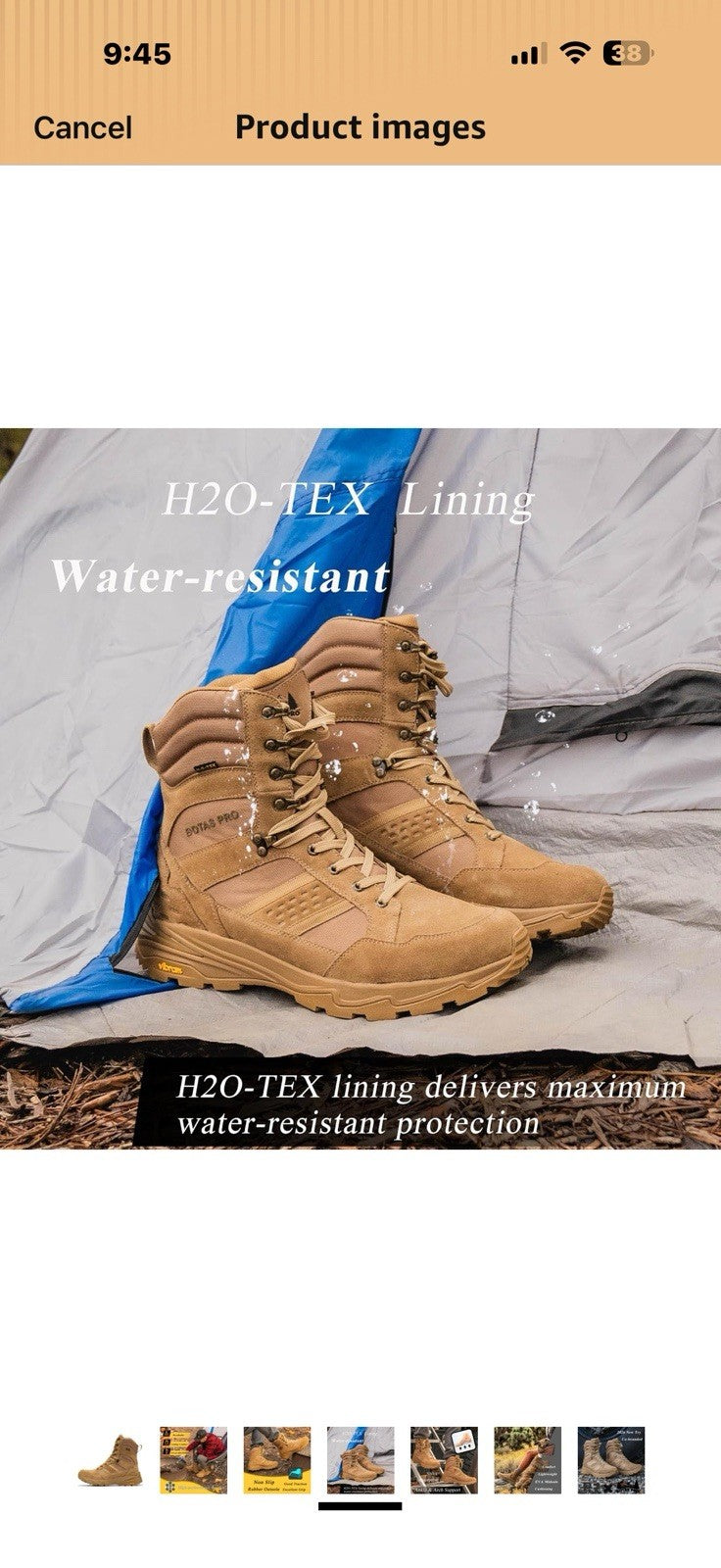 ROCKROOSTER Men's 8 Inch Lace Up Lightweight Military Boots, Non-Slip