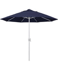 California Umbrella 9' Rd Aluminum Patio Umbrella, Crank Lift, Auto Tilt, White