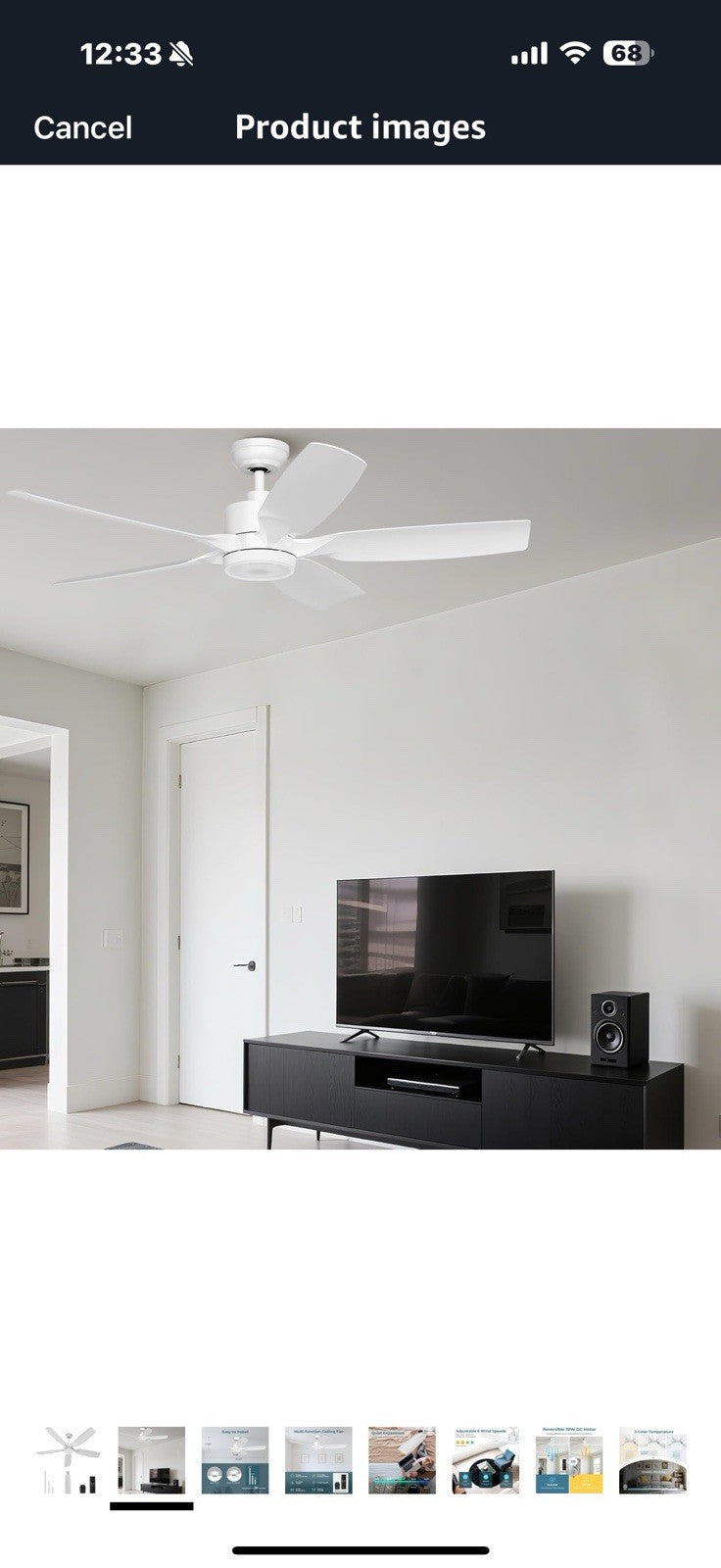 ZAFRO 52" Downrod Mount Ceiling Fan with Light & Remote – 6-Speed 