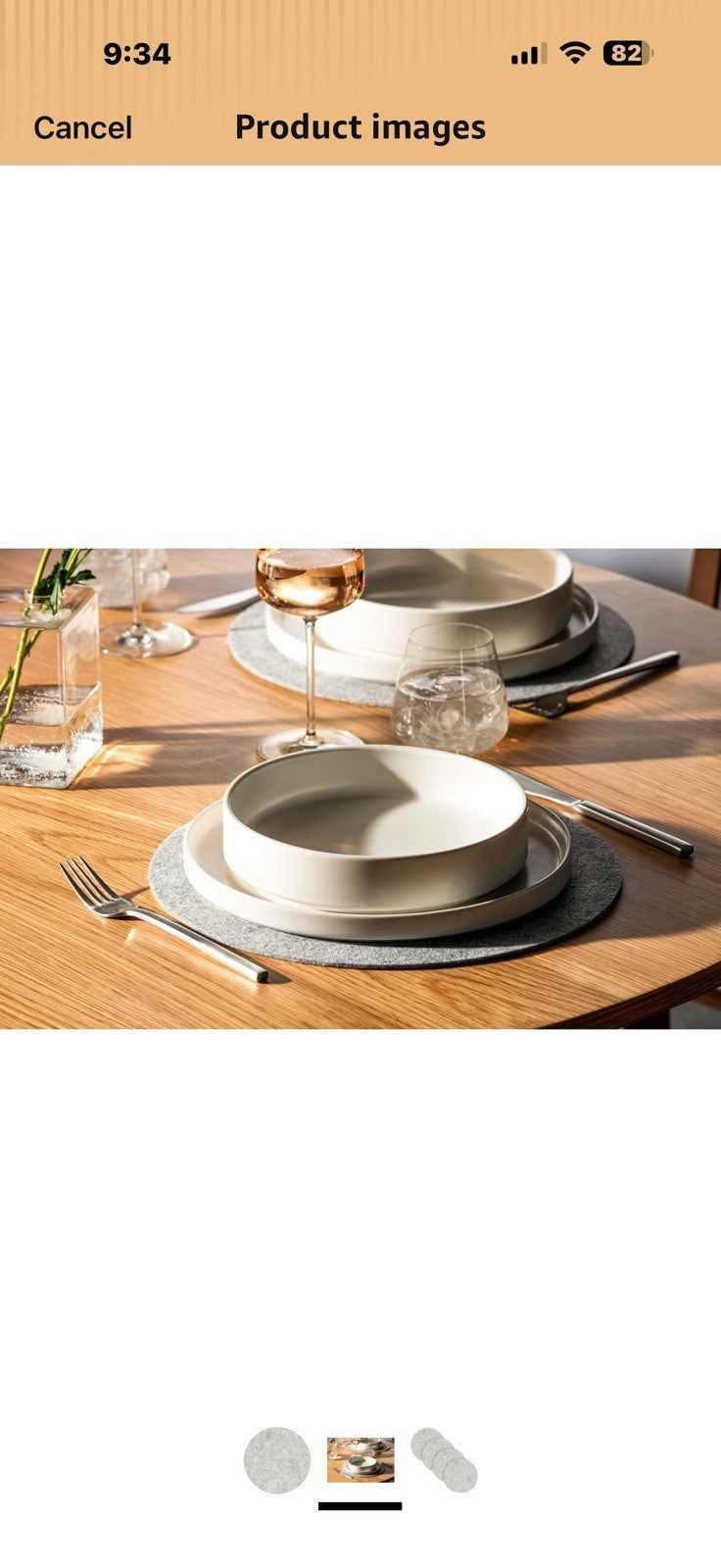Fortessa Loft Felt Placemat, 13" Round Placemat (Set of 4), Cloud