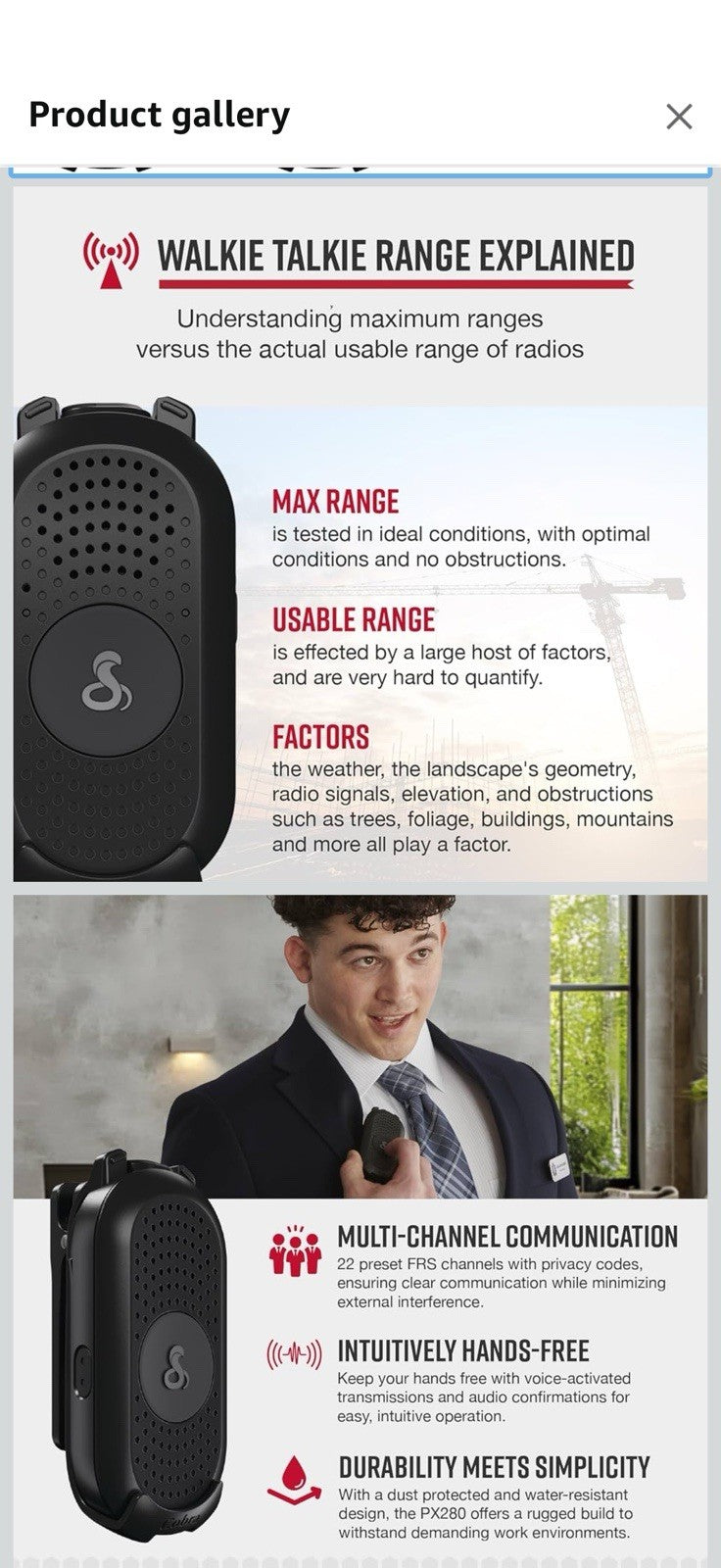 Cobra PX280 Compact Portable FRS Two-Way Radios - IP54 Certified