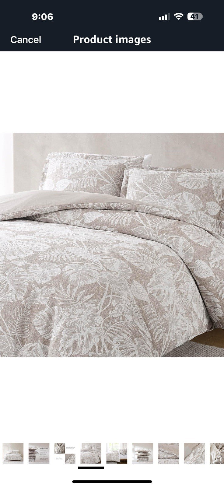 Lush Decor Bali Tropical Leaves Gauze Jacquard Duvet Cover 3 Piece Set King