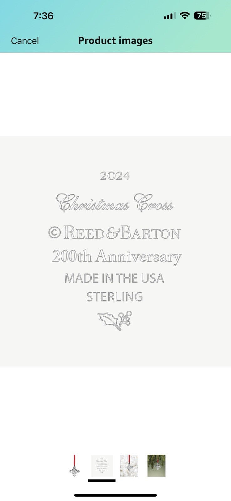 Reed And Barton 895954 2024 54th Annual Christmas Cross